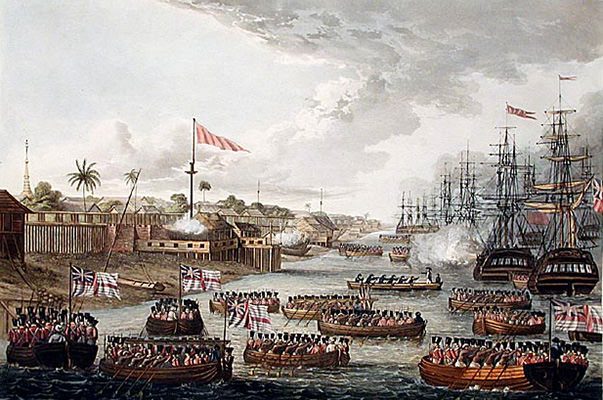 ラングーンに入港する英海軍